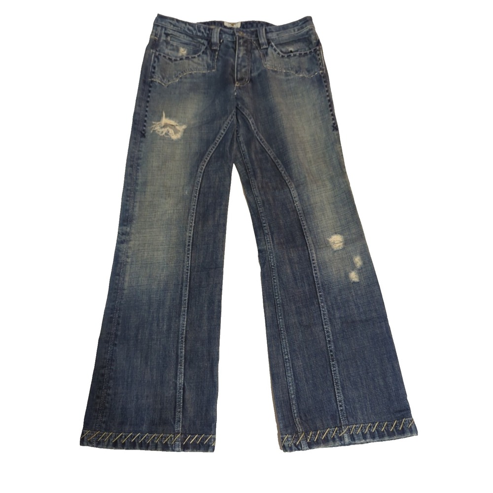Antik Denim Jeans Mens 33 Medium Wash Distressed Y2K Streetwear Wide leg